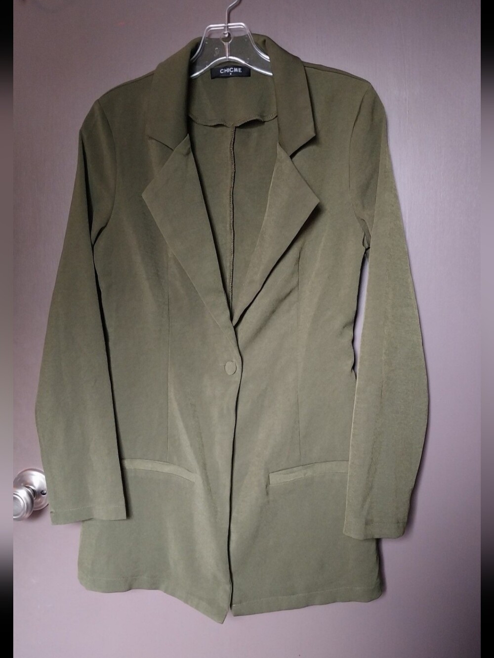 CHICME Olive Green Single-Button Blazer